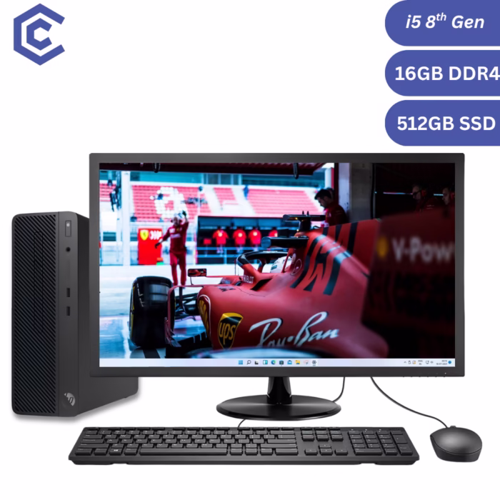 Certified Pre-Owned HP 290 G1 SFF – Intel Core i5 8th Gen 16GB RAM 512GB SSD 22″ Monitor Fullset