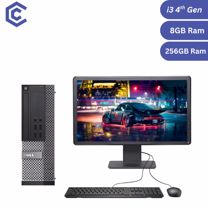 Certified Pre‑Owned Dell OptiPlex 3020 SFF + 19″ Monitor – Intel Core i3 4th Gen – 8 GB RAM – 256 GB SSD