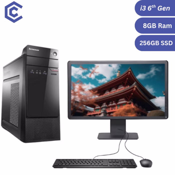 Certified Pre-Owned Lenovo S510 MT + 19″ Monitor – Intel Core i3 6th Gen – 8GB RAM – 256GB SSD – Full Set