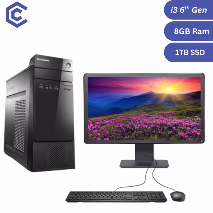 Certified Pre-Owned Lenovo S510 MT + 19" Monitor – Intel i3 6th Gen – 8GB RAM – 1TB SSD