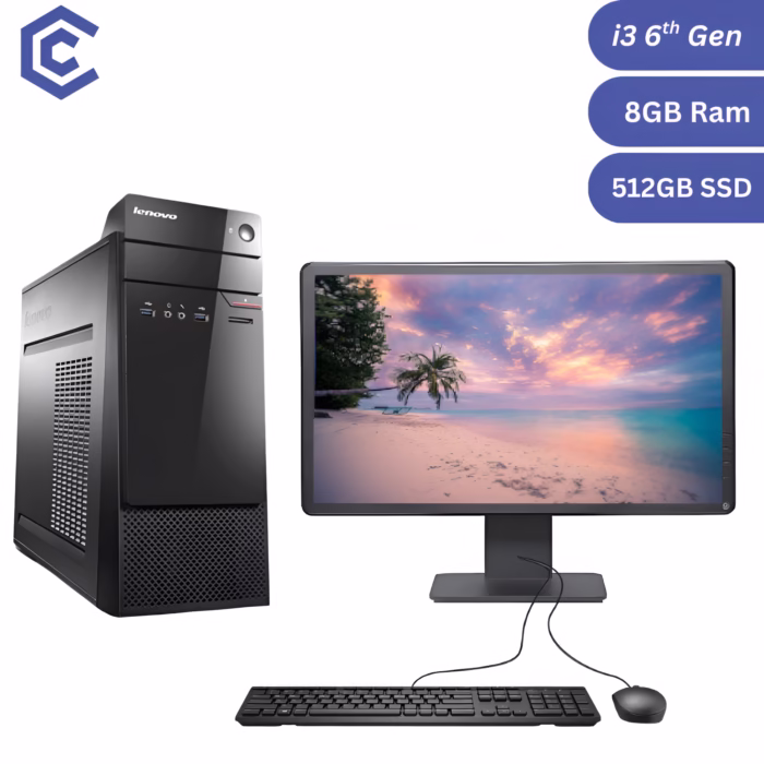 Certified Pre-Owned Lenovo S510 MT + 19" Monitor – Intel i3 6th Gen – 8GB RAM – 512GB SSD Full Set