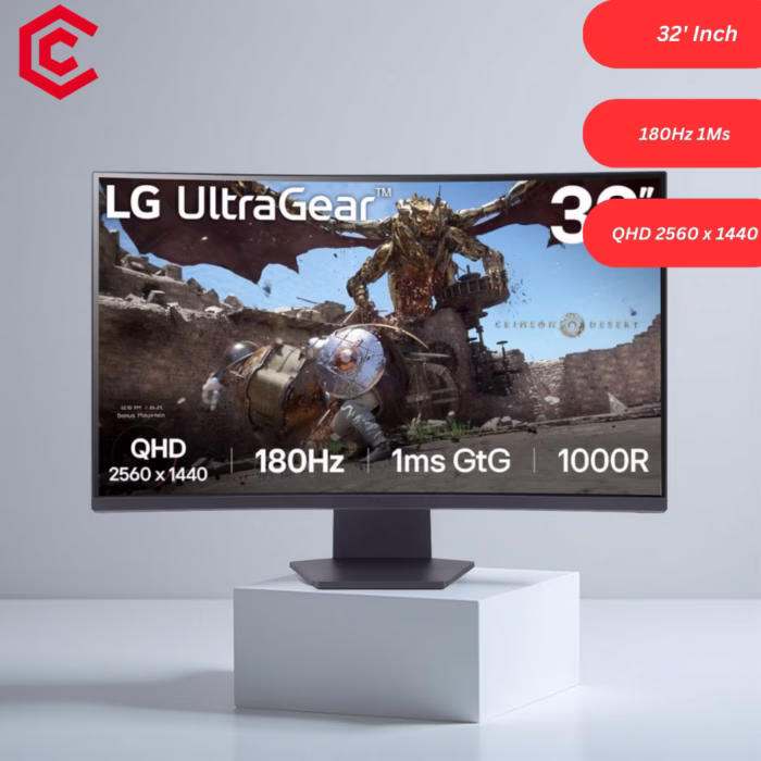 LG UltraGear 32″ QHD VA Curved Gaming 180Hz 1ms