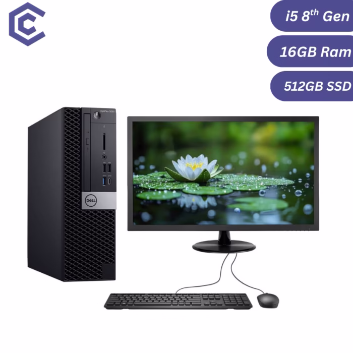 Certified Pre-Owned Dell OptiPlex 5060 SFF – Intel Core i5 8th Gen, 16GB RAM, 512GB SSD, 22" Monitor Full Set