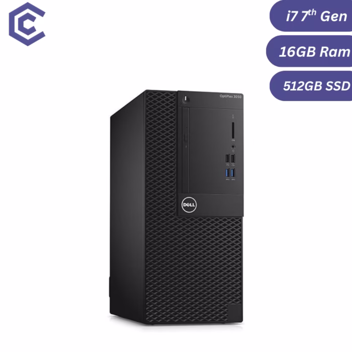 Certified Pre-Owned Dell OptiPlex 3050 SSF – Intel Core i7 7th Gen, 16GB RAM, 512GB SSD, Desktop Only